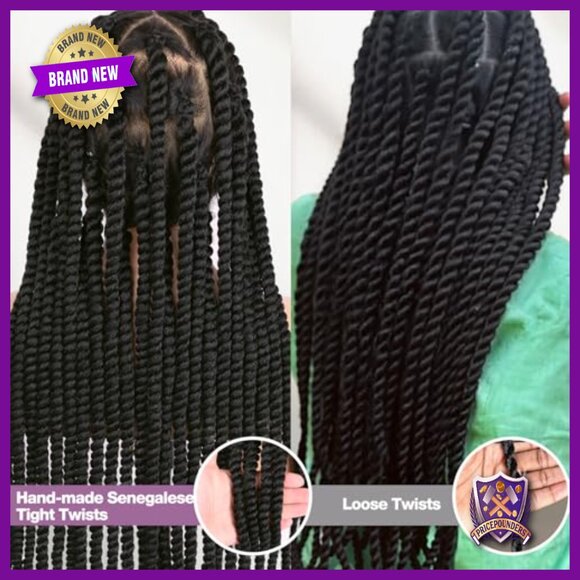 Long 360 Full Lace Twisted Synthetic Wig with 22 Handmade Knotless Braids main image 4